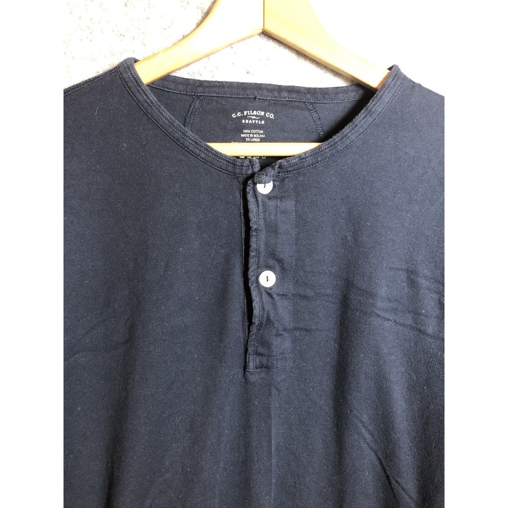 C.C. Filson Shirt Mens 2XL Black Cotton Henley Camp Hike Fish Outdoors